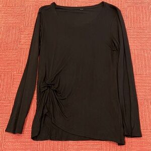 Marika Black Long Sleeve Women's Top with cinched up front